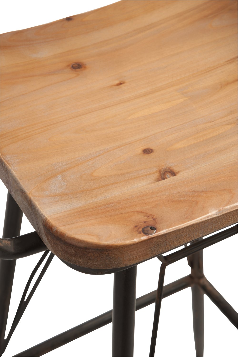 Tabouret de bar bistro TROB en métal noir et bois naturel.